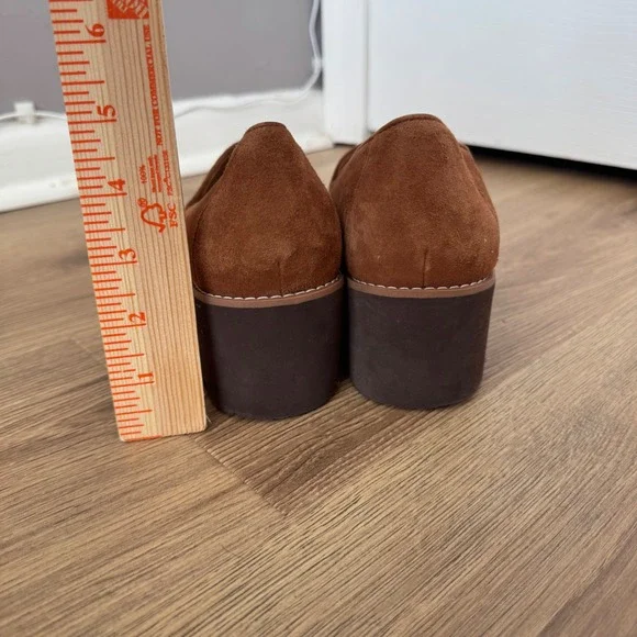 Vionic Ava Suede Wedge Loafers Tan Brown Platform Lug Sole Shoes Womens 8.5 - Picture 8 of 8